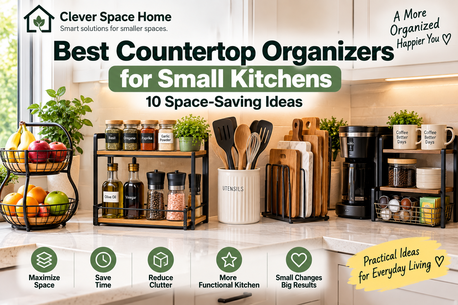 Best countertop organizers for small kitchens with space-saving storage solutions